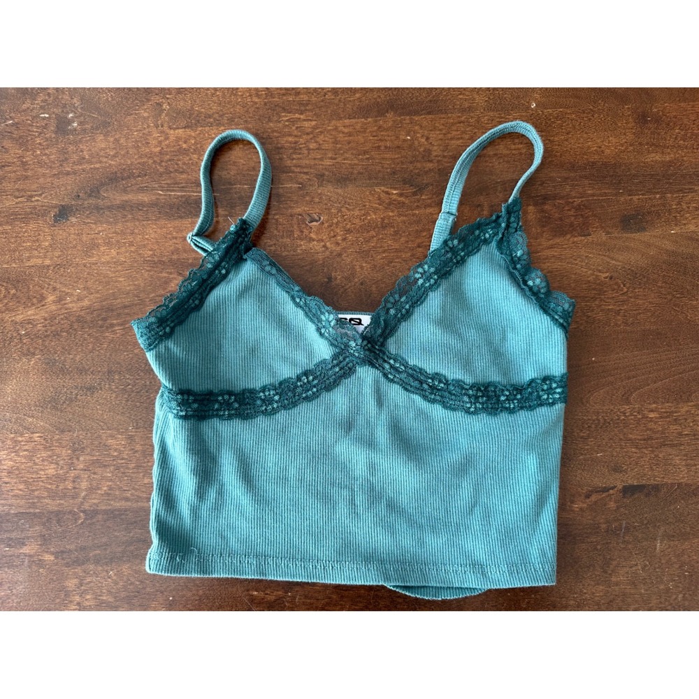 RSQ Sage Green Lace Trim Cami – Coquette/Fairycore